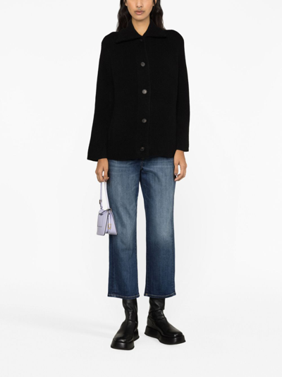 Shop Vince Spread-collar Cardigan In Black
