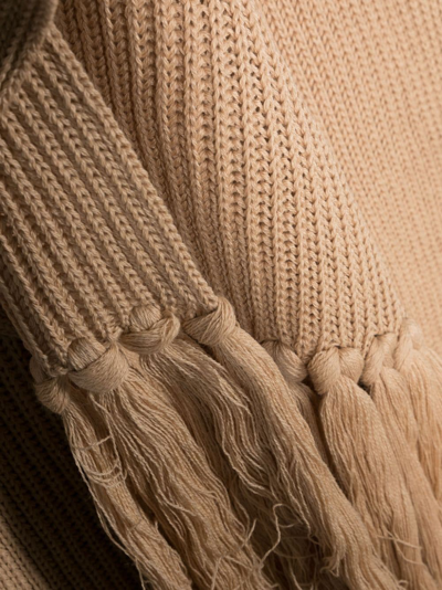 Shop Patrizia Pepe Ribbed-knit Wool Scarf In Nude
