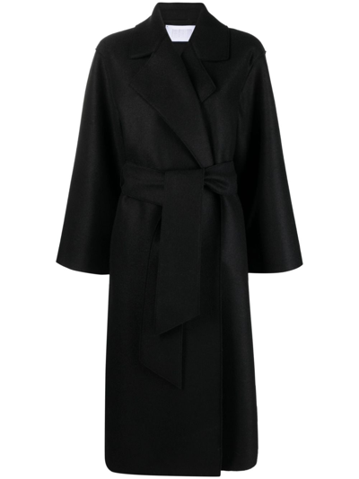 Harris Wharf London Double-breasted Self-tie Regular-fit Wool Coat In Schwarz