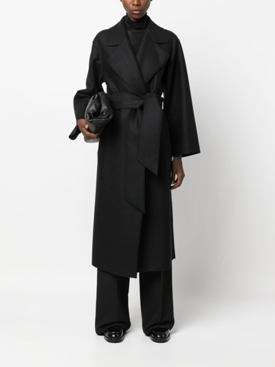 Harris Wharf London Double-breasted Self-tie Regular-fit Wool Coat In Schwarz