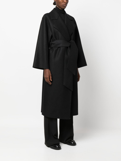 Shop Harris Wharf London Belted Virgin-wool Long Coat In Schwarz