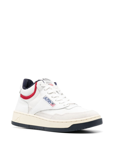 Autry Open Mid Lace-up Sneakers In White