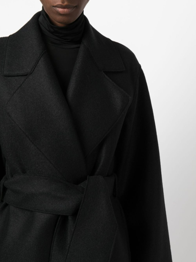 Harris Wharf London Double-breasted Self-tie Regular-fit Wool Coat In Schwarz