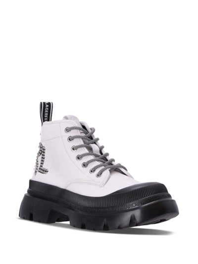 Shop Karl Lagerfeld Trekka Max Studded Boots In Weiss