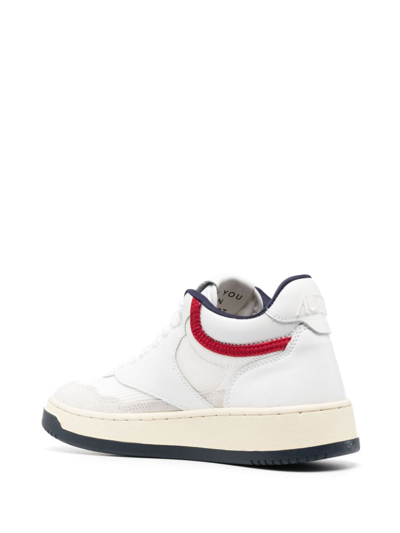 Shop Autry Open Mid Lace-up Sneakers In White