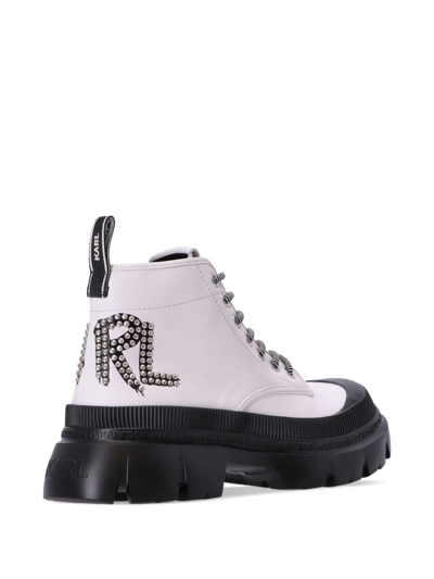 Shop Karl Lagerfeld Trekka Max Studded Boots In Weiss