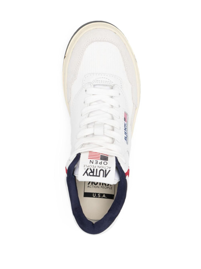 Shop Autry Open Mid Lace-up Sneakers In White