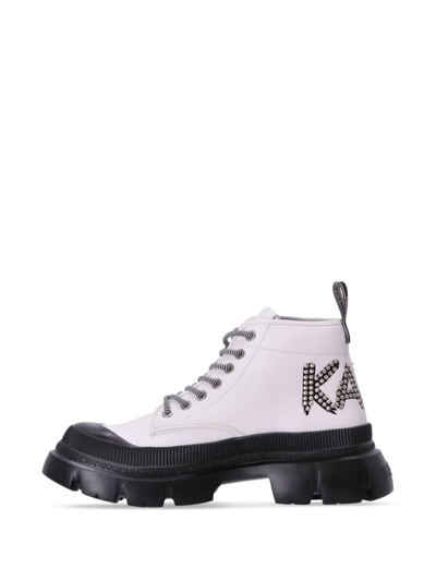 Shop Karl Lagerfeld Trekka Max Studded Boots In Weiss