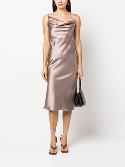Blanca Vita Drapped-back Satin-finish Dress In Neutrals