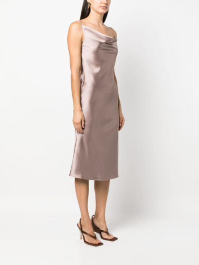 Blanca Vita Drapped-back Satin-finish Dress In Neutrals