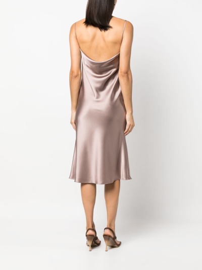 Blanca Vita Drapped-back Satin-finish Dress In Neutrals