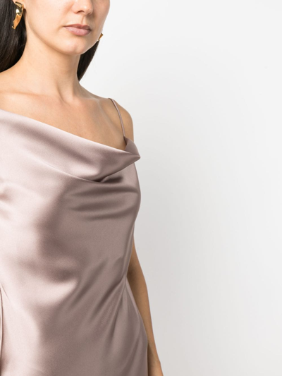 Blanca Vita Drapped-back Satin-finish Dress In Neutrals