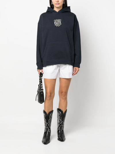 GANNI Isoli Flowers フーディ ネイビー GANNI Isoli Flower Hoodie | endource