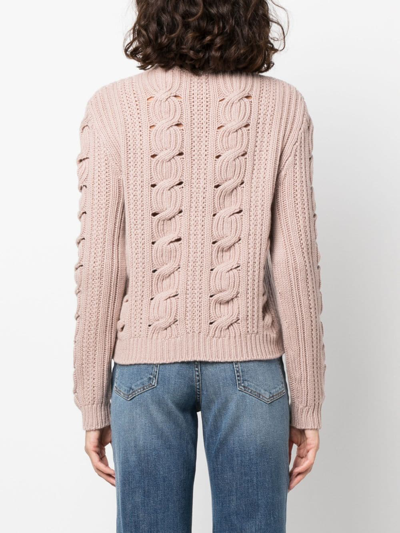 Shop Lorena Antoniazzi Cable-knit Long-sleeved Jumper In Rosa