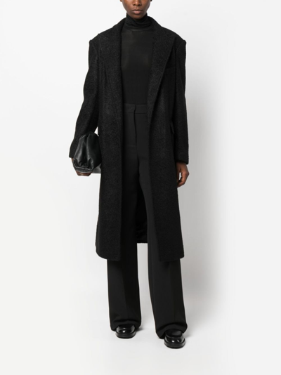 Shop Blanca Vita Felted Single-breasted Long Coat In Schwarz