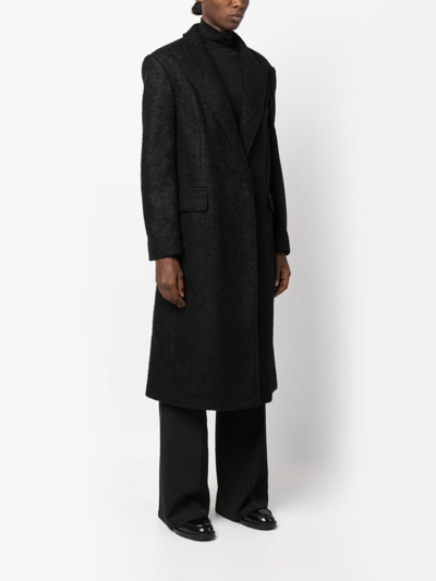 Shop Blanca Vita Felted Single-breasted Long Coat In Schwarz