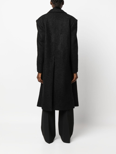 Shop Blanca Vita Felted Single-breasted Long Coat In Schwarz