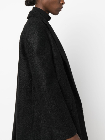 Shop Blanca Vita Felted Single-breasted Long Coat In Schwarz