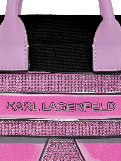 Shop Karl Lagerfeld Mini Ikon/k Canvas Tote Bag In Black