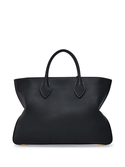 Shop Ferragamo Logo-print Leather Tote Bag In Schwarz