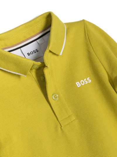 Shop Bosswear Logo-print Polo Shirt In Yellow