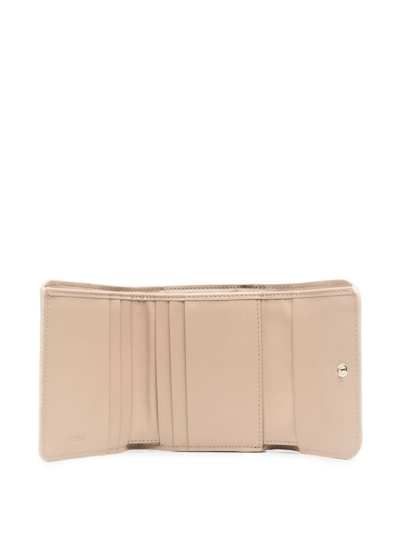 Shop Chloé Small Sense Leather Wallet In Nude