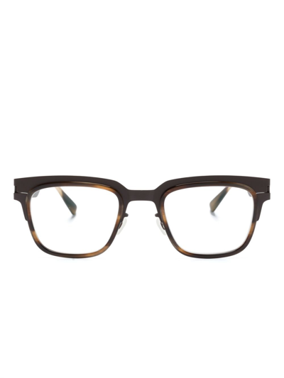 Shop Mykita Raymond Rectangle-frame Glasses In Brown