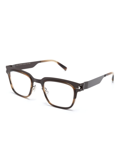 Shop Mykita Raymond Rectangle-frame Glasses In Brown