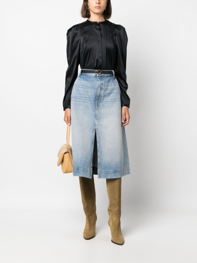 Isabel Marant Lace-detail Pleated Blouse In Schwarz