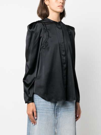 Isabel Marant Lace-detail Pleated Blouse In Schwarz