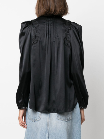 Isabel Marant Lace-detail Pleated Blouse In Schwarz