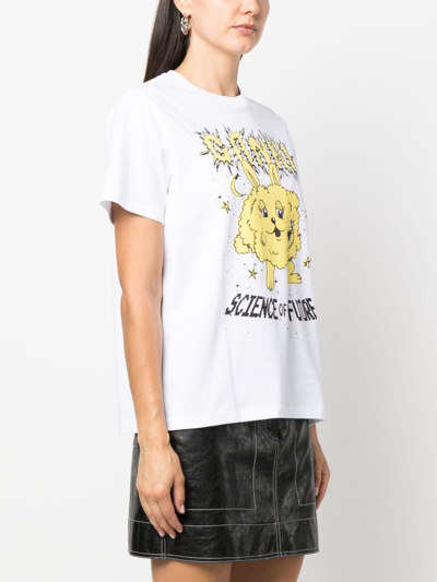 Shop Ganni Relaxed Bunny Organic Cotton T-shirt In Weiss