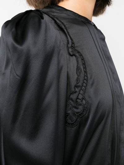 Isabel Marant Lace-detail Pleated Blouse In Schwarz