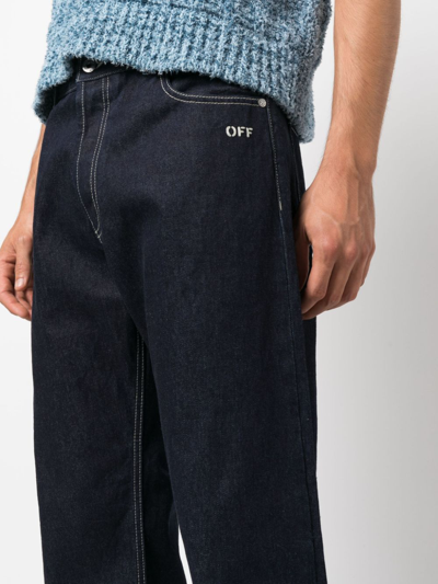 Shop Off-white Off Emb Loose-fit Jeans In Blau