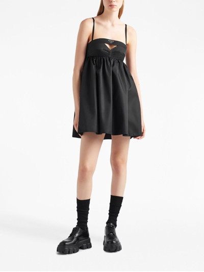 Prada Re-nylon Triangle-logo Minidress In Schwarz