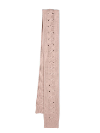 Shop Lorena Antoniazzi Cable-knit Cashmere Scarf In Pink