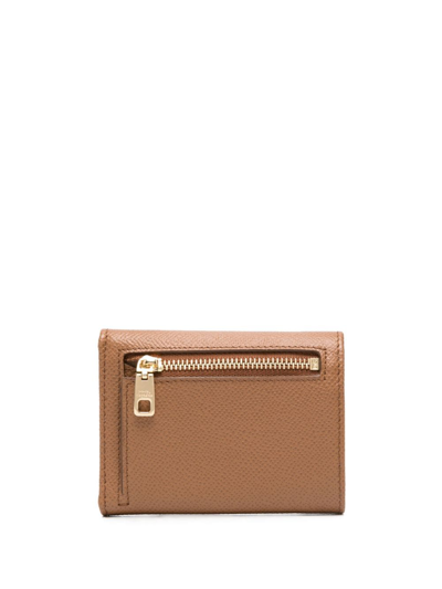Shop Dolce & Gabbana Dauphine French-flap Leather Wallet In Braun
