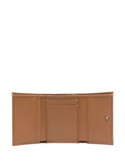 Shop Dolce & Gabbana Dauphine French-flap Leather Wallet In Braun