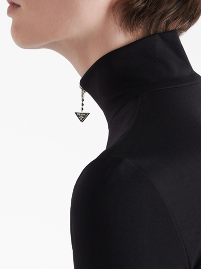 Shop Prada Triangle-logo Roll-neck Top In Schwarz