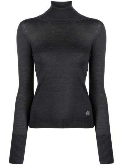 Lorena Antoniazzi Crystal-embellished Star-logo Jumper In Grau