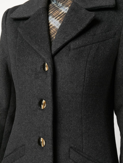 Shop Ganni Single-breasted Wool Blend Midi Coat In Grau