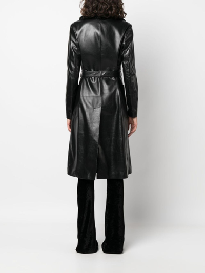 Shop Bally Shearling-collar Leather Trench-coat In Black