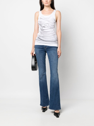 Mother Womans The Weekender Mini Flare Blu Denim Jeans In Blue