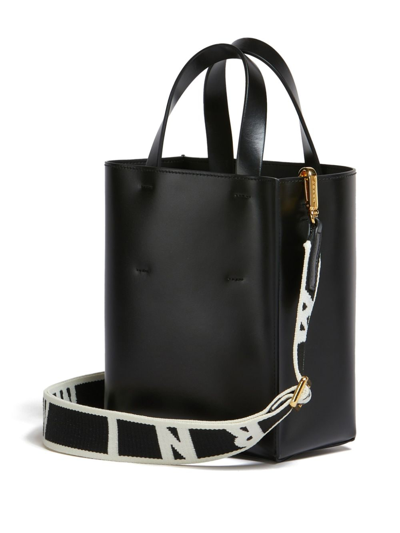 Marni Museo Compact Leather Tote In Schwarz