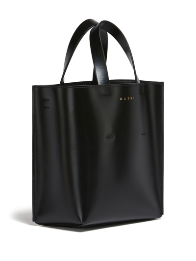 Marni Museo Compact Leather Tote In Schwarz