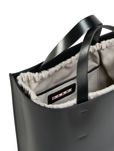 Marni Museo Compact Leather Tote In Schwarz