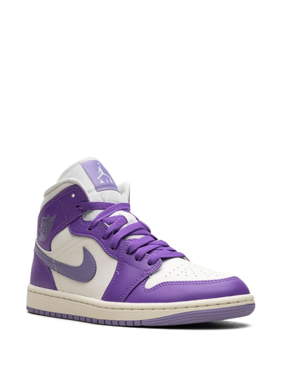 Jordan Air  1 Mid "action Grape" Sneakers In Weiss