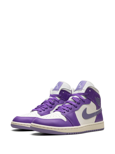 Jordan Air  1 Mid "action Grape" Sneakers In Weiss