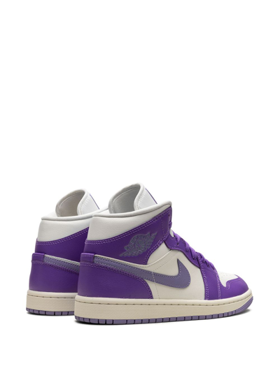 Jordan Air  1 Mid "action Grape" Sneakers In Weiss