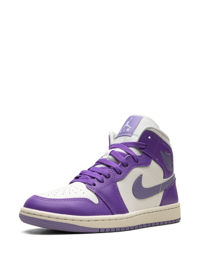 Jordan Air  1 Mid "action Grape" Sneakers In Weiss